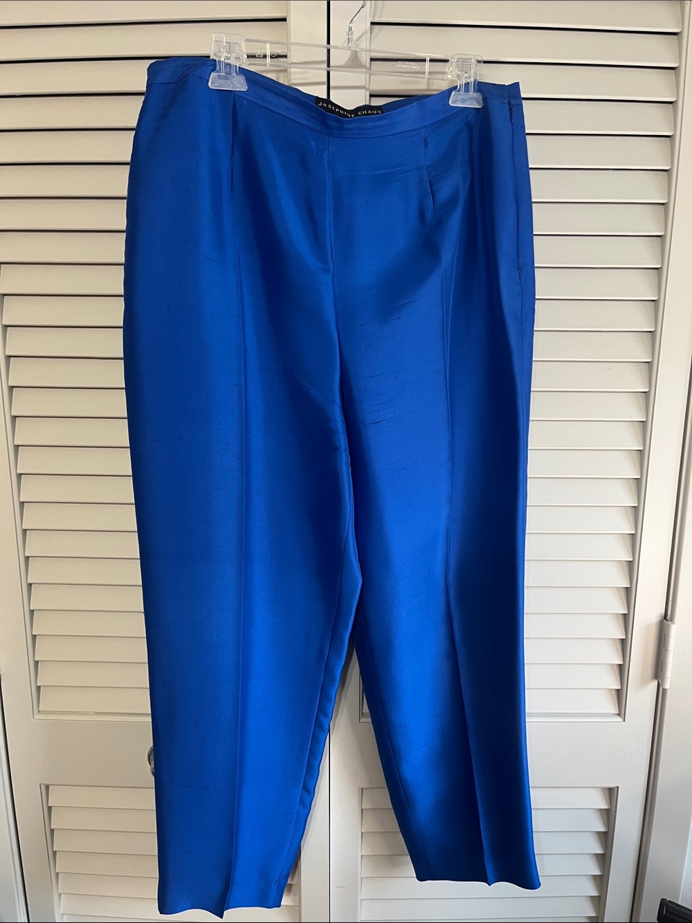 Josephine Chaus Royal Blue Tailored 100% Silk High-Rise Trousers